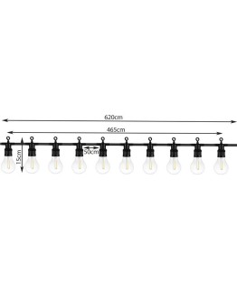 Градински гирлянд с 10 LED крушки